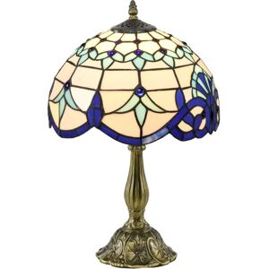 Homcom Handmade Stained Glass Table Lamp, Antique Bedside Lamp For Bedroom, Blue Homcom Handmade Stained Glass Table Lamp, Antique Bedside Lamp For Bedroom, Blue