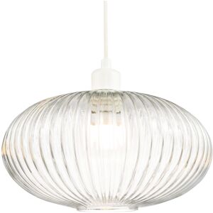 Happy Homewares Modern Designer Clear Transparent Line Ribbed Glass Oval Pendant Lamp Shade B... Happy Homewares Modern Designer Clear Transparent Line Ribbed Glass Oval Pendant Lamp Shade B...