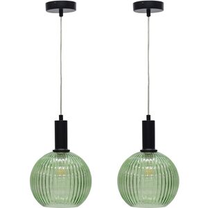 Firstchoicelighting Set Of 2 Black Ceiling Lights Kitchen Dining Pendants Green Glass Globe Firstchoicelighting Set Of 2 Black Ceiling Lights Kitchen Dining Pendants Green Glass Globe