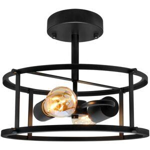 Long Life Lamp Company Industrial Black Ceiling Light Round 2 Light Drum Lantern Semi Flush Mount K439 Long Life Lamp Company Industrial Black Ceiling Light Round 2 Light Drum Lantern Semi Flush Mount K439