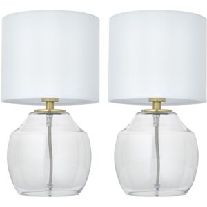 Firstchoicelighting Set Of 2 Modern Satin Brass And Clear Glass 33cm Table Lamp Bedside Lights Firstchoicelighting Set Of 2 Modern Satin Brass And Clear Glass 33cm Table Lamp Bedside Lights
