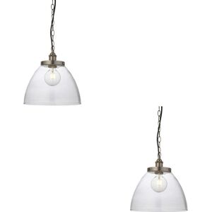 Loops 2 Pack Hanging Ceiling Pendant Light Brushed Silver & Clear Glass 10w Led E27 Loops 2 Pack Hanging Ceiling Pendant Light Brushed Silver & Clear Glass 10w Led E27