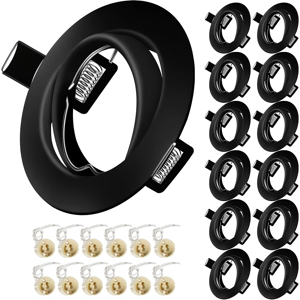 Does Not Apply 12x Modern Gu10 Downlights For Ceiling, Round Black Metal Frame For Recessed Cei Does Not Apply 12x Modern Gu10 Downlights For Ceiling, Round Black Metal Frame For Recessed Cei