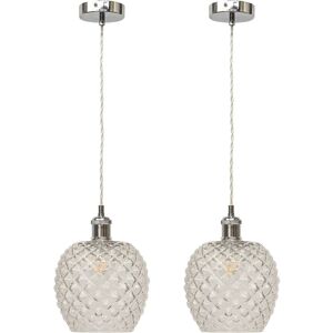 Firstchoicelighting Set Of 2 Glass & Chrome Ceiling Lights Kitchen Dining Vintage Pendant Fittings Firstchoicelighting Set Of 2 Glass & Chrome Ceiling Lights Kitchen Dining Vintage Pendant Fittings