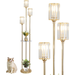 Does Not Apply Modern Floor Lamp With Shelves, 3-Lights Gold Floor Lamps For Living Room, Cryst Does Not Apply Modern Floor Lamp With Shelves, 3-Lights Gold Floor Lamps For Living Room, Cryst