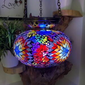 Handmade Crushed Glass Large Turkish Moroccan Mosaic Hanging Candle Holder Hand Made Lamp Handmade Crushed Glass Large Turkish Moroccan Mosaic Hanging Candle Holder Hand Made Lamp