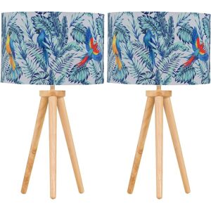Firstchoicelighting Set Of 2 Modern Light Oak Table Lamp Bedside Lights Wood Tripod Parrot Shades Firstchoicelighting Set Of 2 Modern Light Oak Table Lamp Bedside Lights Wood Tripod Parrot Shades