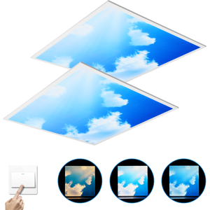 Kartols 2 X 90w Sky Cloud Pattern Led Flat Slim Panel Light Ceiling Lamp 600x600 Mm + Dr Kartols 2 X 90w Sky Cloud Pattern Led Flat Slim Panel Light Ceiling Lamp 600x600 Mm + Dr
