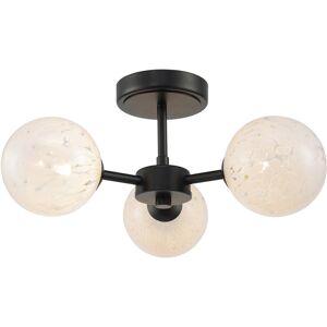 Happy Homewares Designer Matte Black Ceiling Light With White Confetti Snowflake Glass Shades... Happy Homewares Designer Matte Black Ceiling Light With White Confetti Snowflake Glass Shades...