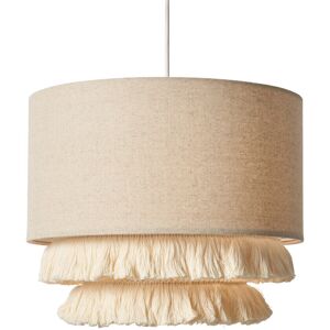 Litecraft Cassie Light Shade 2 Tiered Tassel Drum Easy Fit Lampshade - Natural Litecraft Cassie Light Shade 2 Tiered Tassel Drum Easy Fit Lampshade - Natural