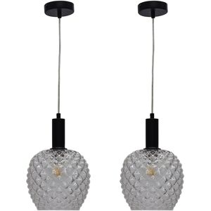 Firstchoicelighting Set Of 2 Black Ceiling Lights Kitchen Dining Pendants Textured Glass Firstchoicelighting Set Of 2 Black Ceiling Lights Kitchen Dining Pendants Textured Glass