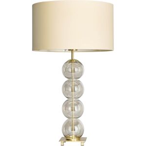 Litecraft Table Lamp Stacked Ball Base With Drum Shade - Satin Brass Clearance Litecraft Table Lamp Stacked Ball Base With Drum Shade - Satin Brass Clearance