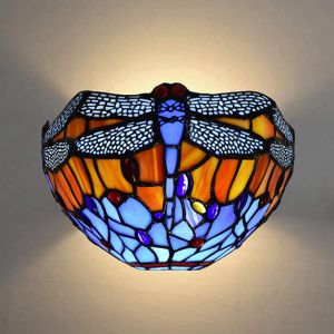 Does Not Apply 12 Inch Tiffany Style Wall Sconce Light, Blue Dragonfly Design Stained Glass Wal Does Not Apply 12 Inch Tiffany Style Wall Sconce Light, Blue Dragonfly Design Stained Glass Wal