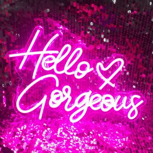 Hello Gorgeous Neon Sign Pink Led Neon Lights For Home Wedding Birthday Backdrop Hello Gorgeous Neon Sign Pink Led Neon Lights For Home Wedding Birthday Backdrop