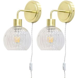 Firstchoicelighting Set Of 2 Modern Satin Brass Plug In Wall Light Bedside Reading Lamps Clear Glass Firstchoicelighting Set Of 2 Modern Satin Brass Plug In Wall Light Bedside Reading Lamps Clear Glass