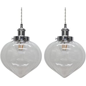 Firstchoicelighting Set Of 2 Clear & Chrome Glass Globe Easy Fit Pendant Shade Ceiling Lightshades Firstchoicelighting Set Of 2 Clear & Chrome Glass Globe Easy Fit Pendant Shade Ceiling Lightshades