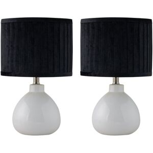 Firstchoicelighting Set Of 2 Modern White Ceramic 43cm Table Lamp Bedside Light Black Pleated Velvet Firstchoicelighting Set Of 2 Modern White Ceramic 43cm Table Lamp Bedside Light Black Pleated Velvet
