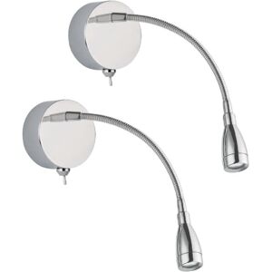 2 Pack - Led Polished Chrome Flexible Switched Modern Reading Wall Light 0.8w 2 Pack - Led Polished Chrome Flexible Switched Modern Reading Wall Light 0.8w