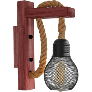 Does Not Apply Wooden Wall Light Hemp Rope Industrial Wall Lamp Shade Metal Black Cage E27 Wall Does Not Apply Wooden Wall Light Hemp Rope Industrial Wall Lamp Shade Metal Black Cage E27 Wall