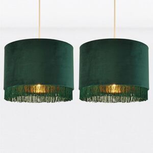 Firstchoicelighting Set Of 2 Green Velvet Tassel & Gold Inner Ceiling Lightshades Pendant Shades Firstchoicelighting Set Of 2 Green Velvet Tassel & Gold Inner Ceiling Lightshades Pendant Shades