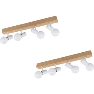 Loops 2 Pack 4 Spot Wall Ceiling Light Brown White Shade E27 4x60W - Ceiling Light Loops 2 Pack 4 Spot Wall Ceiling Light Brown White Shade E27 4x60W - Ceiling Light