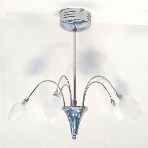 Litecraft Ceiling Light Semi Flush 5 Arm With Floral Shades - Chrome Clearance Litecraft Ceiling Light Semi Flush 5 Arm With Floral Shades - Chrome Clearance