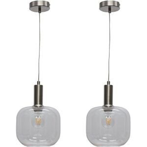 Firstchoicelighting Set Of 2 Satin Nickel Ceiling Lights Kitchen Dining Pendants Clear Glass Firstchoicelighting Set Of 2 Satin Nickel Ceiling Lights Kitchen Dining Pendants Clear Glass