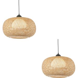 Loops 2 Pack Hanging Ceiling Pendant Light Natural Bamboo Matt Black 10w Led E27 Loops 2 Pack Hanging Ceiling Pendant Light Natural Bamboo Matt Black 10w Led E27