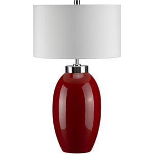 Loops Small Red Glaze Cream Faux Silk Cylinder Shade LED E27 60W - Table Lamp Loops Small Red Glaze Cream Faux Silk Cylinder Shade LED E27 60W - Table Lamp