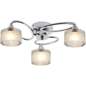 Long Life Lamp Company Modern Chrome 3 Way Ceiling Light Glass Crystal Shades H3062 Long Life Lamp Company Modern Chrome 3 Way Ceiling Light Glass Crystal Shades H3062