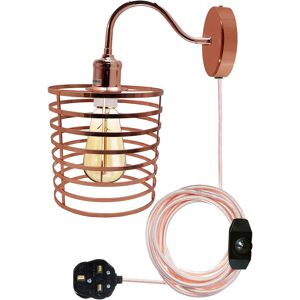 Modern Vintage Retro Industrial Plug In Wall Lamp, Rose Gold Sconce Light With W Modern Vintage Retro Industrial Plug In Wall Lamp, Rose Gold Sconce Light With W