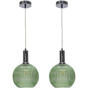 Firstchoicelighting Set Of 2 Chrome Ceiling Lights Kitchen Dining Pendants Green Glass Globe Firstchoicelighting Set Of 2 Chrome Ceiling Lights Kitchen Dining Pendants Green Glass Globe