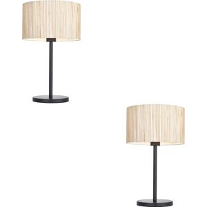 Loops 2 Pack Natural Seagrass Table Lamp Matt Black Shade 410mm Tall Light 10w Led E27 Loops 2 Pack Natural Seagrass Table Lamp Matt Black Shade 410mm Tall Light 10w Led E27