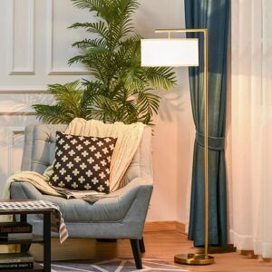 Homcom Floor Lamp With Linen Lampshade Round Base For Living Room Bedroom Homcom Floor Lamp With Linen Lampshade Round Base For Living Room Bedroom