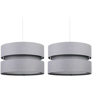Firstchoicelighting Pair Of Modern Grey Easy Fit Ceiling Light Shade Drum Pendants Layer Design Firstchoicelighting Pair Of Modern Grey Easy Fit Ceiling Light Shade Drum Pendants Layer Design