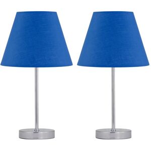 Firstchoicelighting Set Of 2 Modern Chrome 35cm Table Lamp Bedside Light Royal Blue Shade Firstchoicelighting Set Of 2 Modern Chrome 35cm Table Lamp Bedside Light Royal Blue Shade