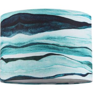 Happy Homewares Sea Waves Drum Lamp Shade In Teal Duck Egg And Navy Blue - 25cm Linen Fabric ... Happy Homewares Sea Waves Drum Lamp Shade In Teal Duck Egg And Navy Blue - 25cm Linen Fabric ...