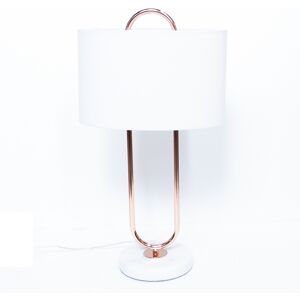 Litecraft Table Lamp Hoop Marble Base With White Fabric Shade - Copper Clearance Litecraft Table Lamp Hoop Marble Base With White Fabric Shade - Copper Clearance