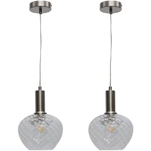 Firstchoicelighting Set Of 2 Satin Nickel Ceiling Lights Kitchen Dining Pendants Clear Swirl Glass Firstchoicelighting Set Of 2 Satin Nickel Ceiling Lights Kitchen Dining Pendants Clear Swirl Glass