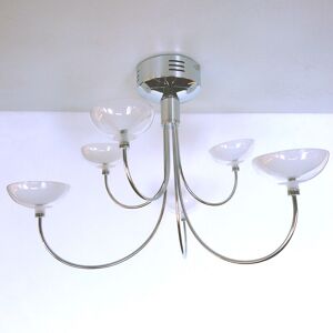 Litecraft Ceiling Light Semi Flush 6 Arm With Glass Shades - Chrome Clearance Litecraft Ceiling Light Semi Flush 6 Arm With Glass Shades - Chrome Clearance