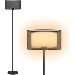 Homcom Modern Standing Lamp With Double Layer Shade & Foot Switch, Black Homcom Modern Standing Lamp With Double Layer Shade & Foot Switch, Black