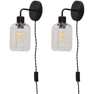 Firstchoicelighting Set Of 2 Modern Black Plug In Wall Light Bedside Reading Lamps Glass Shades Firstchoicelighting Set Of 2 Modern Black Plug In Wall Light Bedside Reading Lamps Glass Shades