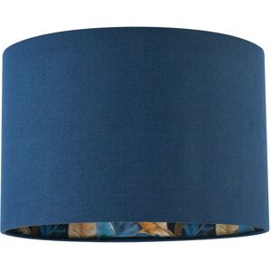 Happy Homewares Modern Midnight Blue Linen Lamp Shade With Leaf Floral Pattern Lining By Happ... Happy Homewares Modern Midnight Blue Linen Lamp Shade With Leaf Floral Pattern Lining By Happ...