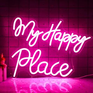 My Happy Place Neon Sign, Pink Letter Neon Signs For Wall Decor, Led Neon Sign, My Happy Place Neon Sign, Pink Letter Neon Signs For Wall Decor, Led Neon Sign,