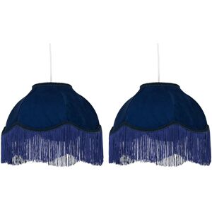 Firstchoicelighting Set Of 2 Navy Blue Velvet Vintage Design 35cm Pendant Lightshade Table Lampshade Firstchoicelighting Set Of 2 Navy Blue Velvet Vintage Design 35cm Pendant Lightshade Table Lampshade