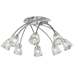 Litecraft Ceiling Light Flush 8 Arm With Clear Glass Shades - Chrome Clearance Litecraft Ceiling Light Flush 8 Arm With Clear Glass Shades - Chrome Clearance