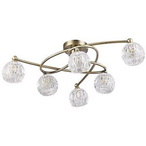 Litecraft Ceiling Light Semi Flush 6 Arm With Shades - Antique Brass Clearance Litecraft Ceiling Light Semi Flush 6 Arm With Shades - Antique Brass Clearance