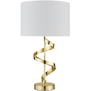Litecraft Table Lamp Spiral E27 Base With White Drum Shade - Brass Clearance Litecraft Table Lamp Spiral E27 Base With White Drum Shade - Brass Clearance