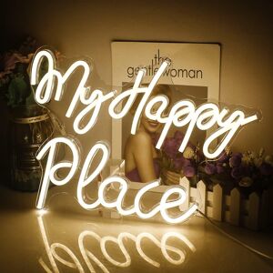 Wanxing My Happy Place Neon Sign, Warm White Neon Lights For Bedroom, Letter Led Sign W Wanxing My Happy Place Neon Sign, Warm White Neon Lights For Bedroom, Letter Led Sign W