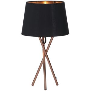 Litecraft Table Lamp Tripod Style Base With Black Taper Shade - Copper Clearance Litecraft Table Lamp Tripod Style Base With Black Taper Shade - Copper Clearance